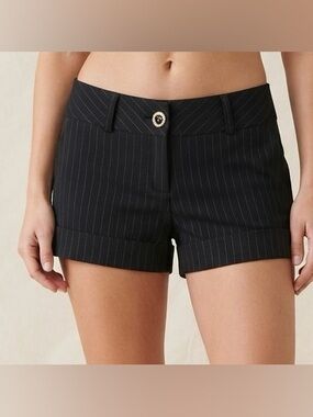 Urban Behavior Y2K Black Pinstripe Cuffed Tailored Mid Rise Shorts Size Large